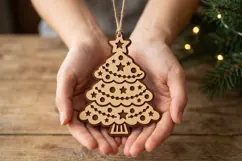 Xmas Tree Bauble SVG, Layered Laser Cut Wood Design Product Image 2