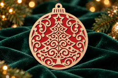 Xmas Tree Bauble SVG, Layered Laser Cut Wood Design Product Image 2