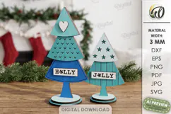 Standing Christmas Trees Laser Cut. Christmas Decor SVG Product Image 1