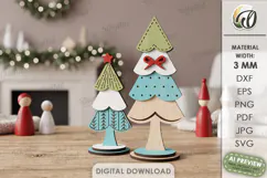 Standing Christmas Trees Laser Cut. Christmas Decor SVG Product Image 1