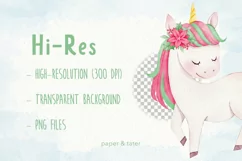 Watercolor Christmas Unicorns Clipart, Magical Xmas PNG Product Image 3