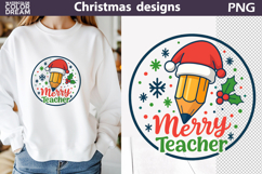 Christmas Teacher Sublimation | Merry Teacher Design Product Image 1