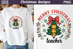 Christmas Teacher Sublimation | Merry Teacher Design Product Image 1