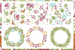Christmas Woodland Watercolor Clipart Product Image 5