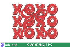 XOXO Coquette Bow Valentines Day SVG PNG T-shirt Design Product Image 1