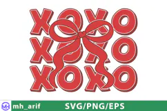 XOXO Coquette Bow Valentines Day SVG PNG T-shirt Design Product Image 1