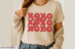 XOXO Coquette Bow Valentines Day SVG PNG T-shirt Design Product Image 4
