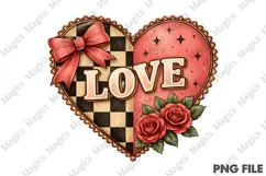 XOXO Checkered Heart PNG, Valentines Png Product Image 1