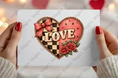 XOXO Checkered Heart PNG, Valentines Png Product Image 2