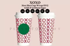 XOXO hugs and kisses valentine starbucks 16oz hot cup wrap svg presized template for tumbler grande