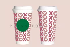 XOXO hugs and kisses valentine starbucks 16oz hot cup wrap svg presized template for tumbler grande