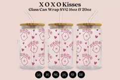 XOXO kisses libbey beer glass can wrap svg presized template for 16oz and 20oz glass