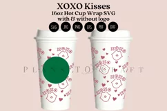 XOXO kisses smooches starbucks 16oz hot cup wrap svg presized template for tumbler grande