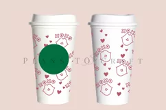 XOXO kisses smooches starbucks 16oz hot cup wrap svg presized template for tumbler grande
