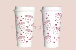 XOXO kisses smooches starbucks 16oz hot cup wrap svg presized template for tumbler grande