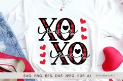 XOXO SVG Love Hearts Buffalo Plaid Valentine's Day Cut Files