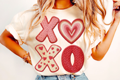 Xoxo Valentine Patchwork PNG, Valentine's Day PNG, Love PNG Product Image 2