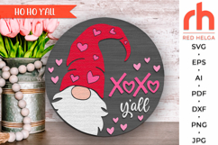 xoxo yall svg, valentine gnome svg, welcome sign svg, valentine hanger svg, gnome heart svg, 14 february door sign svg, round hanging sign svg, laser cut file, layered sign svg, love door sign svg, glowforge cut file, cricut cut file, porch sign svg