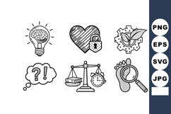 Hand-drawn business and lifestyle icons including light bulb Product Image 1