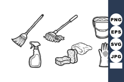 Cleaning tools and supplies set with broom mop bucket gloves Product Image 1