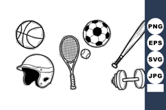 Sports Equipment Collection Including Basketball Soccer Tenn Product Image 1