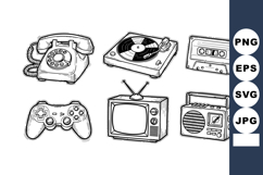 Vintage technology and entertainment devices collection vect Product Image 1