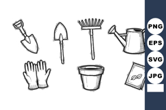 Gardening tools set including gloves, shovel, watering can, Product Image 1