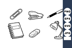 Office Supplies Vector Illustration with Stapler Pen Noteboo Product Image 1