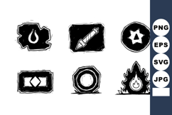 Fire water pen star geometric circle flame icons black white Product Image 1