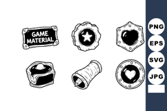 Game Material Icons Set with Star Heart and Bell Vector Illu Product Image 1