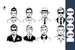 Male avatar icons with different hairstyles and glasses vect Product Image 1