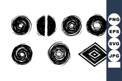 Set of black and white grunge circle and diamond shapes vect Product Image 1
