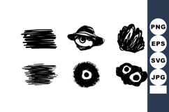 Abstract black ink brush strokes vector set with rough grung Product Image 1