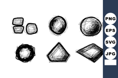 Hand Drawn Black Geometric Shapes Vector Set for Design Elem Product Image 1