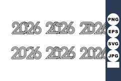 2026 Year Number Vector Outline Design Set for Modern Graphi Product Image 1