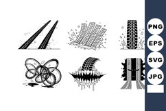Vehicle Tire Tracks and Patterns Vector Illustration in Blac Product Image 1