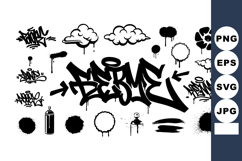 Graffiti Style Black Ink Urban Street Art Elements Vector Se Product Image 1