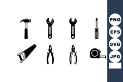 Construction Tools Vector Set Including Hammer, Wrench, Saw, Product Image 1