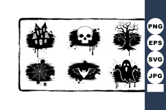 Halloween spooky icons set with haunted house skull tree spi Product Image 1