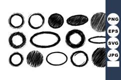 Hand Drawn Black Ink Circles and Ovals Vector Illustration A Product Image 1