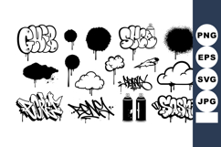 Graffiti Style Urban Art Spray Paint Drips Clouds and Tags V Product Image 1