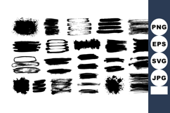 Black paint brush stroke set with various grunge textures an Product Image 1
