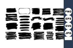 Black Brush Stroke Vector Set with Various Grunge Texture St Product Image 1