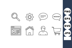 User interface icons set with search gear chat profile shopp Product Image 1