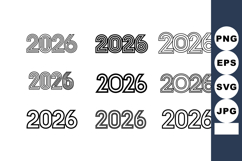 Year 2026 text numbers with various black line styles vector Product Image 1