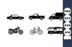 Vehicle icons set including car pickup van motorcycle bicycl Product Image 1