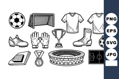 Soccer equipment and stadium vector illustration with trophy Product Image 1