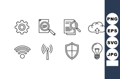Technology icons set with gear shield lightbulb wifi cloud u Product Image 1