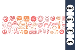 Retro Positive Doodle Clipart Set for Crafts Product Image 1