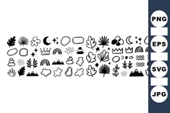 Hand Drawn Minimalist Nature Doodle Clipart Set Product Image 1